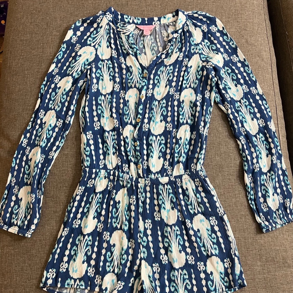 Lilly Pulitzer Romper indigo blue jellyfish print size xs